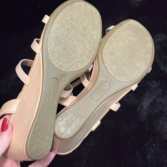 Anne Klein Women's Nude Wedge Sandals - Picture 6 of 10